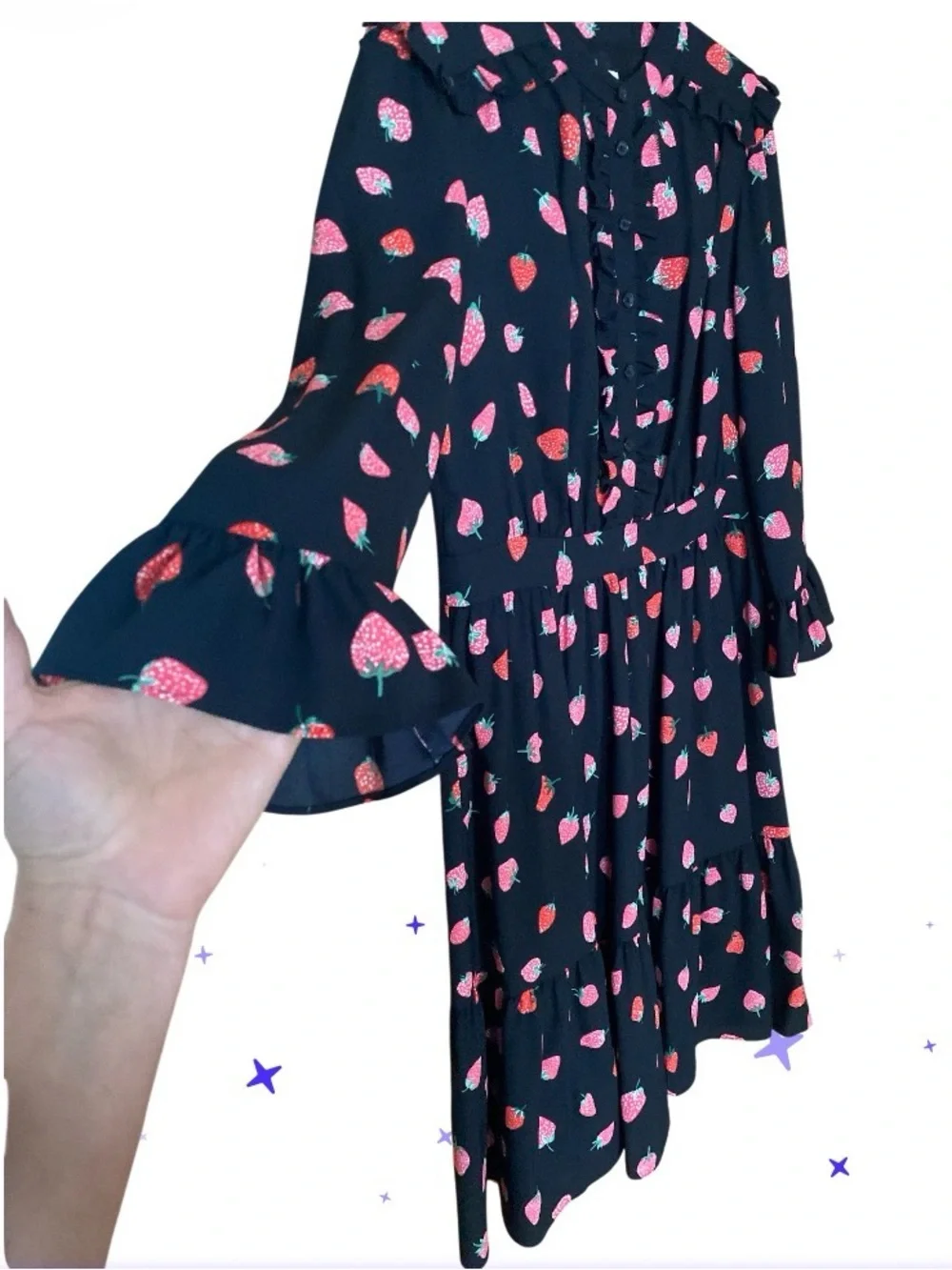 NWOT Kate Spade Tossed Strawberry Ruffle Shirtdress size 10